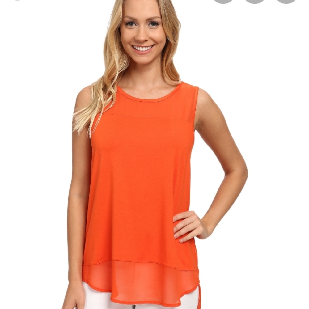 Orange Chiffon blouse S new